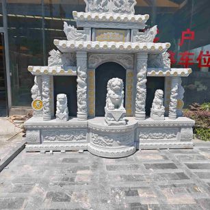 崇左芝麻白中国黑石材套墓 花岗岩墓碑